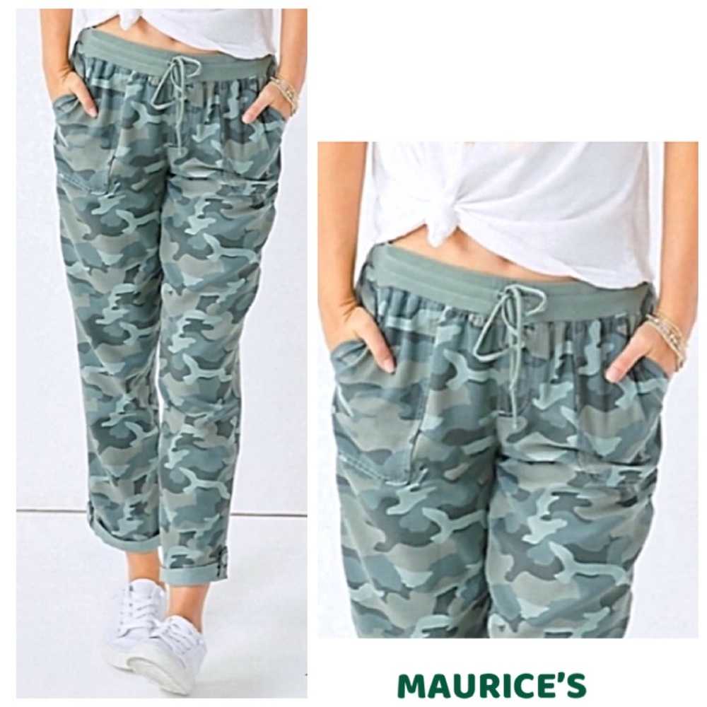 Maurice’s Weekender Pants sizes 6 & 16 Left Laid Back Relaxed Camo Pants NEW - Picture 2 of 4